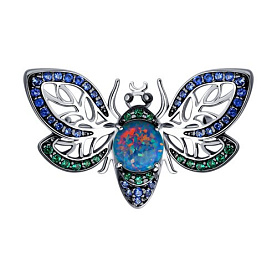 Брошь SOKOLOV - Серебро 925, Синтетический опал , Фианит (арт. 83040004)