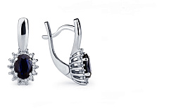 Серьги Platinum Lab. - Платина 950, Сапфир, Бриллиант (арт. ПС-038С-01)