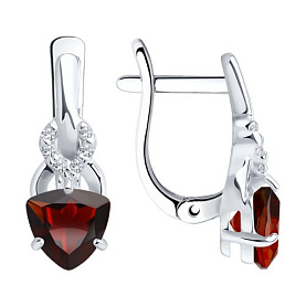 Серьги SOKOLOV - Серебро 925, Гранат, Фианит (арт. 92021179)