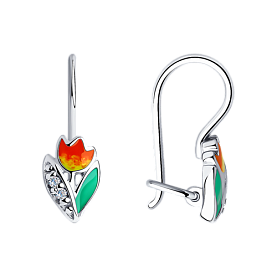 Серьги Diamant - Серебро 925, Фианит, Эмаль (арт. 94-120-01529-1)