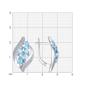 Серьги SOKOLOV - Серебро 925, Топаз, Фианит (арт. 92021509)