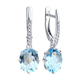 Серьги Diamant - Серебро 925, Топаз, Фианит (арт. 94-321-02054-1)