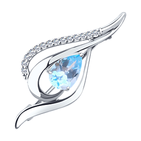Брошь Diamant - Серебро 925, Топаз, Фианит (арт. 94-340-01045-1)