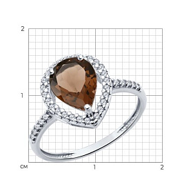 Кольцо Diamant - Серебро 925, Раухтопаз, Фианит (арт. 94-310-02047-2)