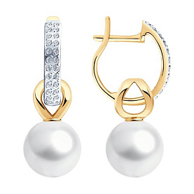 Серьги SOKOLOV - Золото 585, Swarovski , Жемчуг культивированный (арт. 792239)