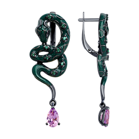 Серьги SOKOLOV - Серебро 925, Аметист, Фианит, Эмаль (арт. 92022584)