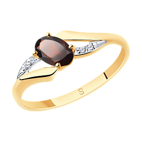 Кольцо SOKOLOV - Золото 375, Гранат, Фианит (арт. 37715683)