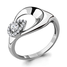 Кольцо Аквамарин - Серебро 925, Фианит (арт. 68289А.5)