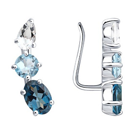 Серьги SOKOLOV - Серебро 925, Горный хрусталь, Топаз, Топаз лондон (арт. 92025407)