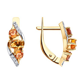 Серьги SOKOLOV - Золото 585, Сапфир, Топаз (арт. 72-00428)