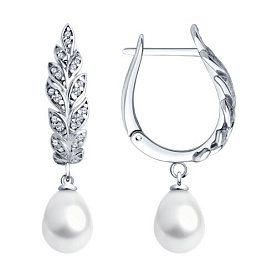 Серьги SOKOLOV - Серебро 925, Жемчуг культивированный, Фианит (арт. 92022966)