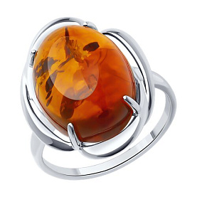 Кольцо SOKOLOV - Серебро 925, Янтарь пресс. (арт. 83010183)