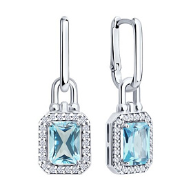 Серьги SOKOLOV - Серебро 925, Топаз, Фианит (арт. 92025365)