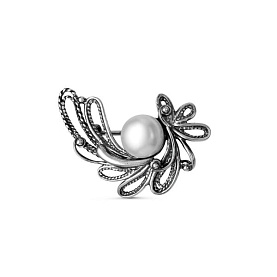 Брошь Красная пресня - Серебро 925, Жемчуг культивированный (арт. 13311236)