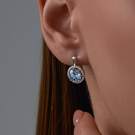 Серьги Diamant - Серебро 925, Топаз, Фианит (арт. 94-320-02052-1)