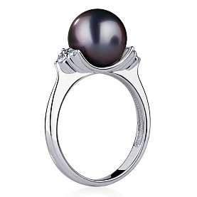 Кольцо Platinum Lab. - Платина 950, Жемчуг культивированный, Бриллиант (арт. ПК-212Ч-02)