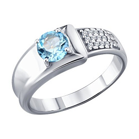 Кольцо SOKOLOV - Серебро 925, Топаз, Фианит (арт. 92014949)