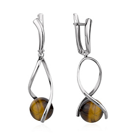 Серьги KRASNOE - Серебро 925, Тигровый глаз (арт. 2340324529)