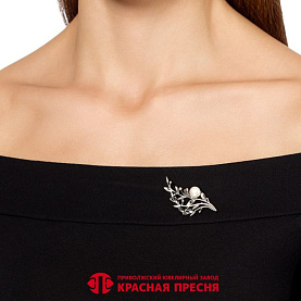Брошь Красная пресня - Серебро 925, Жемчуг культивированный (арт. 13316820-5)