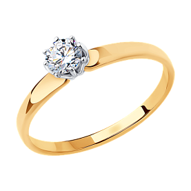 Кольцо SOKOLOV - Золото 375, Фианит (арт. 018493-4)