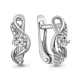 Серьги Аквамарин - Серебро 925, Фианит (арт. 49412А.5)