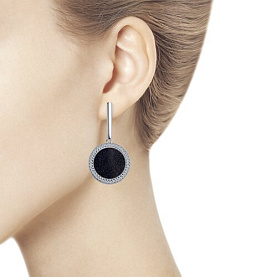 Серьги SOKOLOV - Серебро 925, Авантюриновое стекло, Фианит (арт. 94023582)