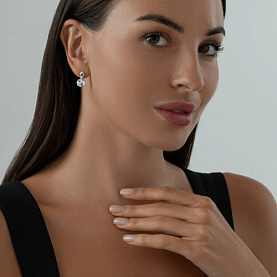 Серьги SOKOLOV - Серебро 925, Топаз, Фианит (арт. 92021218)