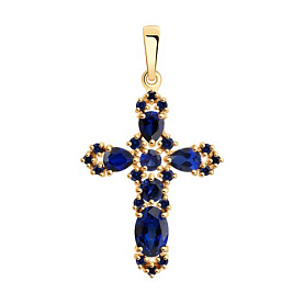 Подвеска SOKOLOV - Золото 585, Синтетический сапфир (арт. 732002)