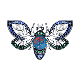 Брошь SOKOLOV - Серебро 925, Синтетический опал , Фианит (арт. 83040004)