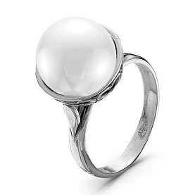 Кольцо Красная пресня - Серебро 925, Жемчуг имитация (арт. 2367346)