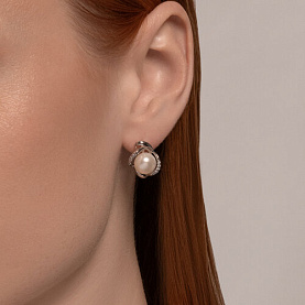 Серьги SOKOLOV - Серебро 925, Жемчуг культивированный, Фианит (арт. 92022940)