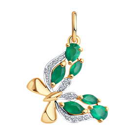 Подвеска SOKOLOV - Золото 585, Агат, Фианит (арт. 731566)