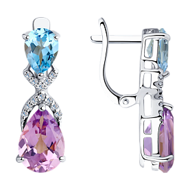 Серьги SOKOLOV - Серебро 925, Аметист, Топаз, Фианит (арт. 92021409)