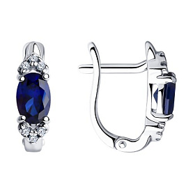 Серьги SOKOLOV - Серебро 925, Фианит, Синтетический сапфир (арт. 88020007)