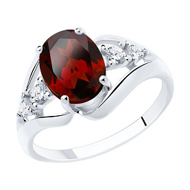 Кольцо SOKOLOV - Серебро 925, Гранат, Фианит (арт. 92011935)