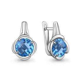 Серьги Аквамарин - Серебро 925, Синтетический топаз (арт. 45027392.5)