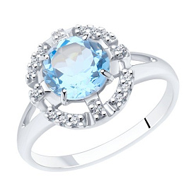 Кольцо Diamant - Серебро 925, Топаз, Фианит (арт. 94-310-00679-1)