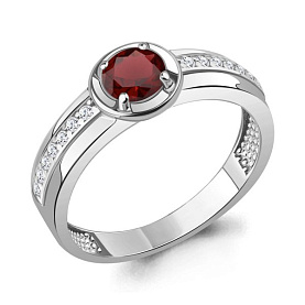 Кольцо Аквамарин - Серебро 925, Гранат, Фианит (арт. 6985203А.5)