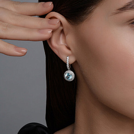 Серьги SOKOLOV - Золото 585, Топаз, Фианит (арт. 728917-3)