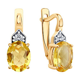 Серьги SOKOLOV - Серебро 925, Фианит, Цитрин (арт. 92023180)