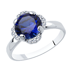 Кольцо Diamant - Серебро 925, Синтетический сапфир , Фианит (арт. 94-310-00473-1)