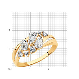 Кольцо SOKOLOV - Золото 375, Фианит (арт. 018512-4)