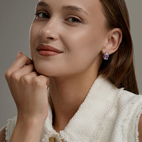 Серьги SOKOLOV - Серебро 925, Аметист, Фианит (арт. 92023263)