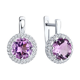 Серьги Diamant - Серебро 925, Аметист, Фианит (арт. 94-320-02052-3)
