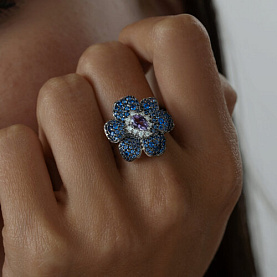 Кольцо SOKOLOV - Серебро 925, Аметист, Фианит (арт. 92014519)