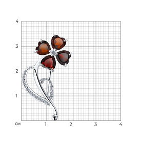 Брошь SOKOLOV - Серебро 925, Гранат, Фианит (арт. 92040083)