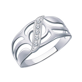 Кольцо Атолл - Серебро 925, Фианит (арт. 11064-925)