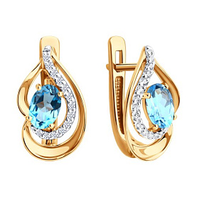 Серьги SOKOLOV - Золото 585, Топаз, Фианит (арт. 729363)