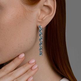 Серьги SOKOLOV - Серебро 925, Синтетический ситалл , Фианит (арт. 94-321-02173-1)