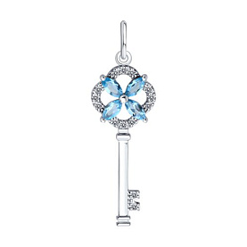 Подвеска SOKOLOV - Золото 585, Топаз, Фианит (арт. 732939-3)